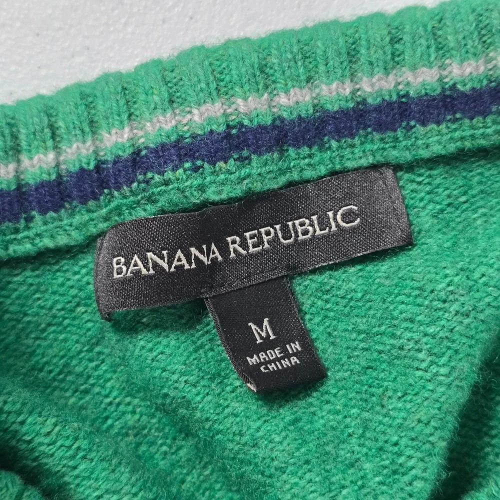 Banana Republic Mens Green Merino Wool Blend Crewneck Sweater Medium 14920